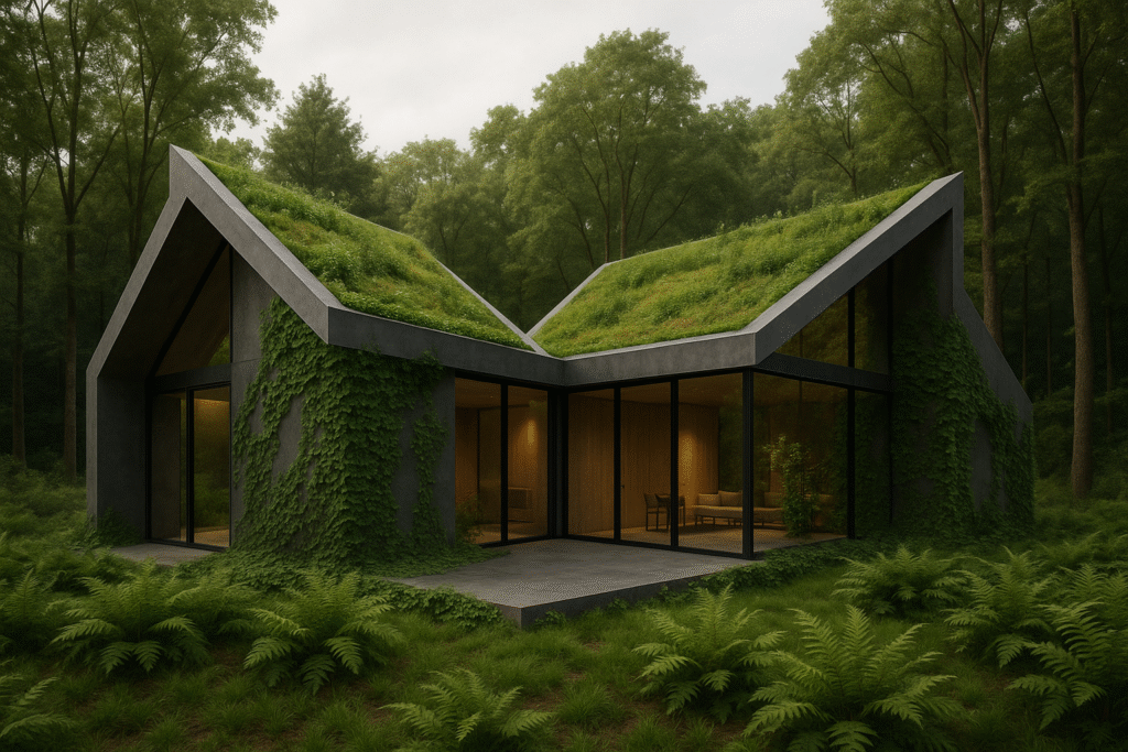 Eco-Gabled Forest Farmhouse